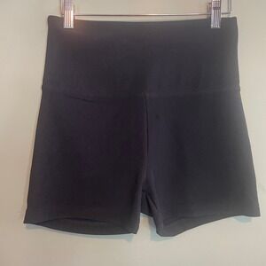 Women Activewear Sports Gym Fitness Workout Athletic Ribbed Shorts Black Medium